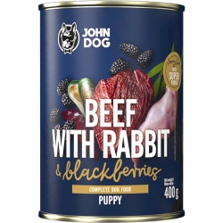 JOHN DOG Berry Line Junior Wołowina z królikiem i jeżynami 400g